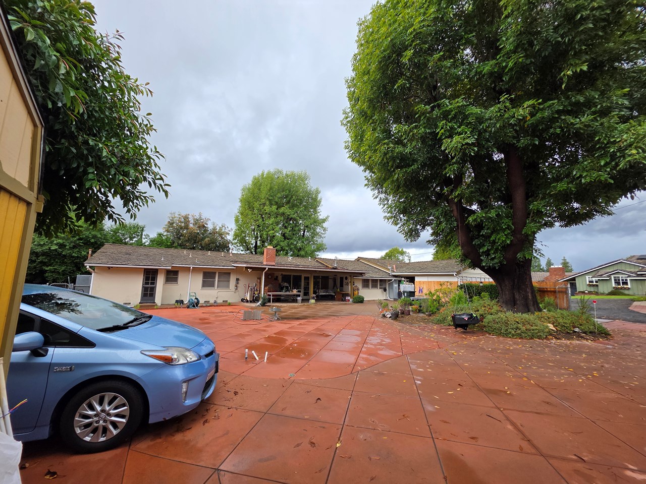 back yard, look at the home from the custom shed
